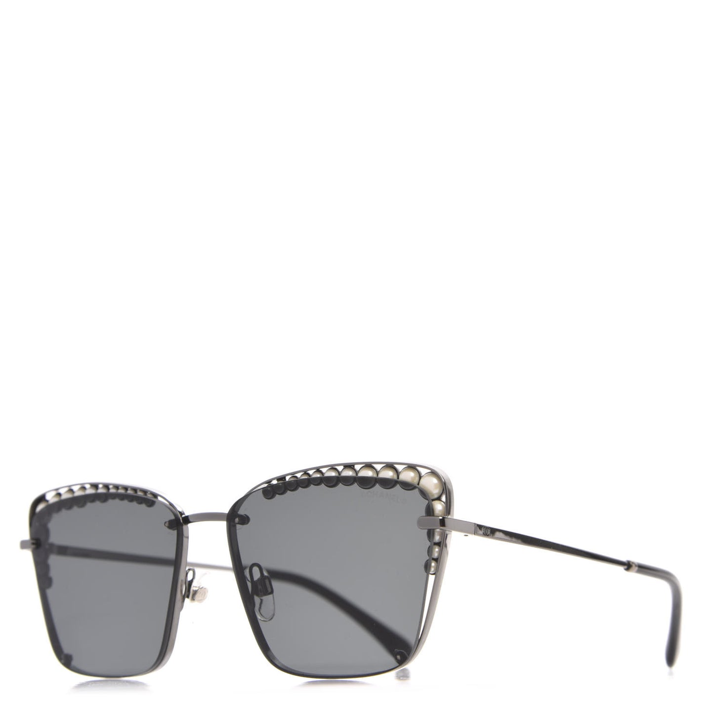 Metal Square Frame Pearl Sunglasses 4235-H Dark Grey