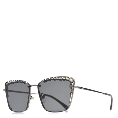 Chanel Metal Square Frame Pearl Sunglasses 4235-H Dark Grey 1 of 7