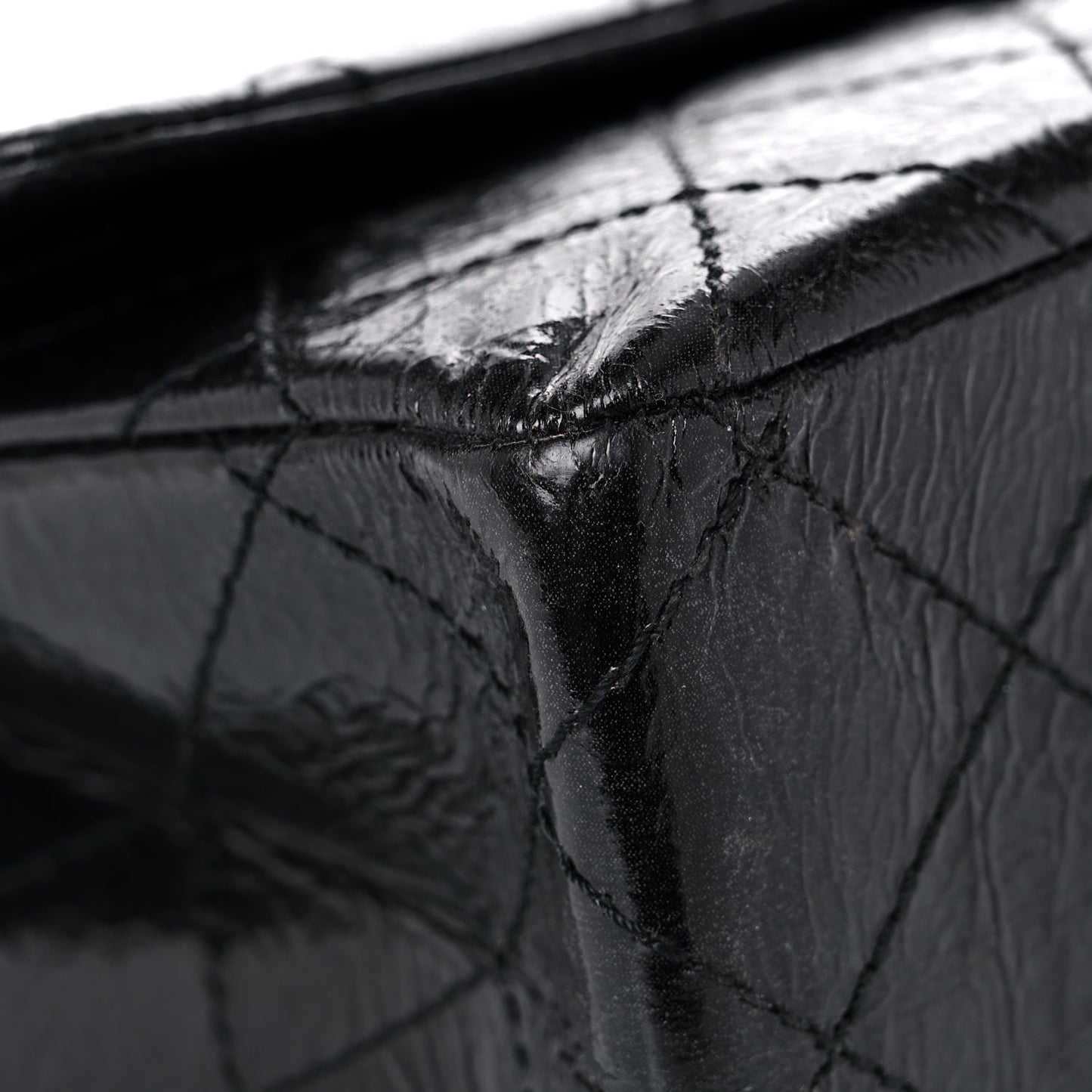 Glazed Aged Calfskin Quilted 2.55 Reissue 227 Flap Black