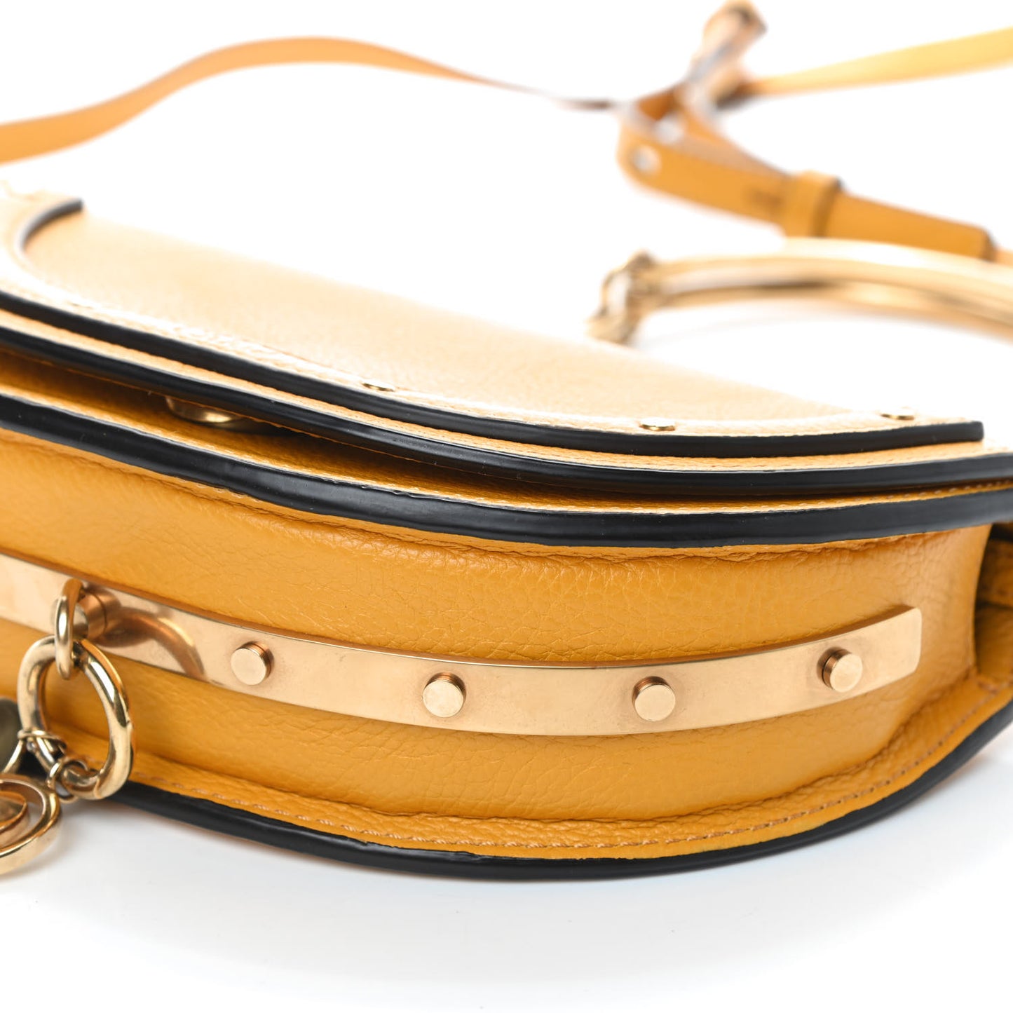 Calfskin Small Nile Bracelet Minaudiere Bag Dark Ochre