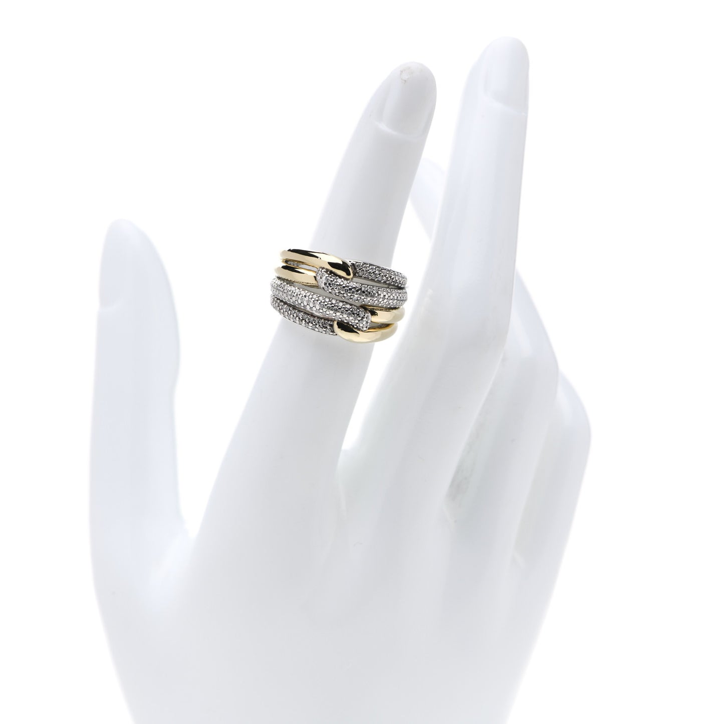 Sterling Silver 18K Yellow Gold Diamond Loop Labyrinth Ring 51 5.75