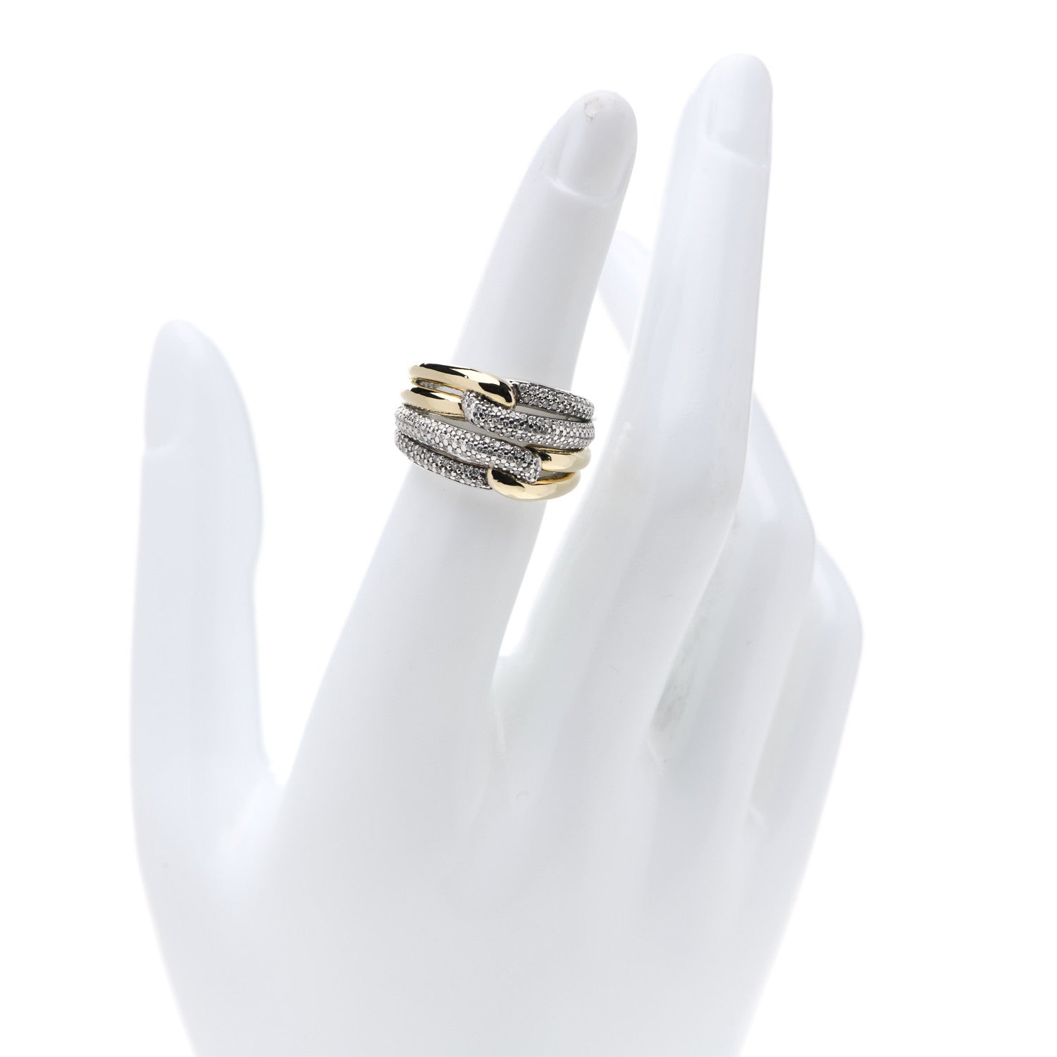 David Yurman Sterling Silver 18K Yellow Gold Diamond Loop Labyrinth Ring 51 5.75 2 of 4
