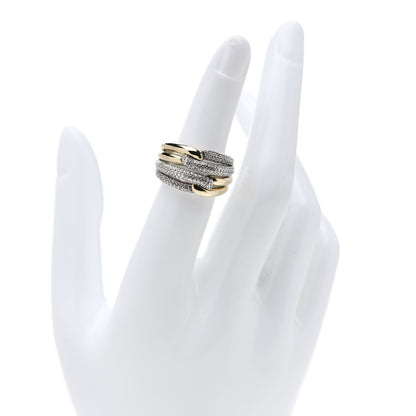 David Yurman Sterling Silver 18K Yellow Gold Diamond Loop Labyrinth Ring 51 5.75 2 of 4