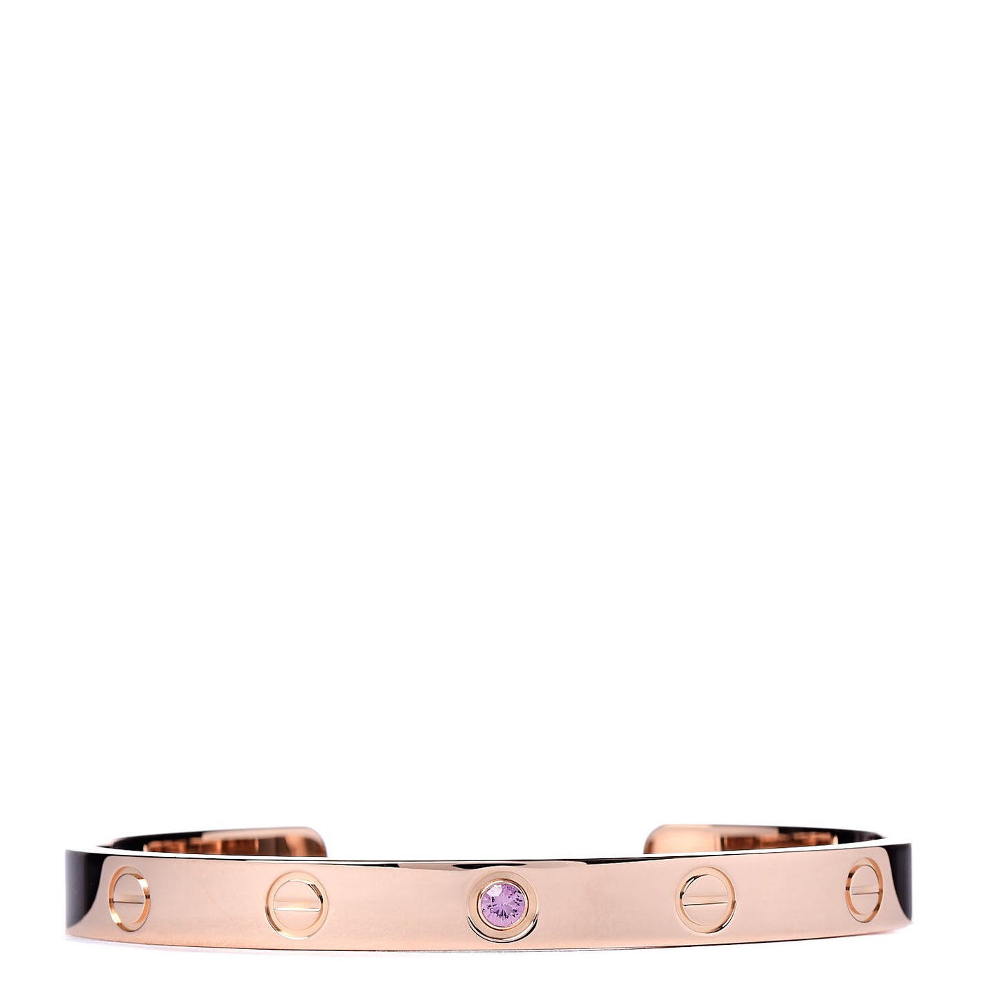 18K Pink Gold Pink Sapphire LOVE Cuff Bracelet 17