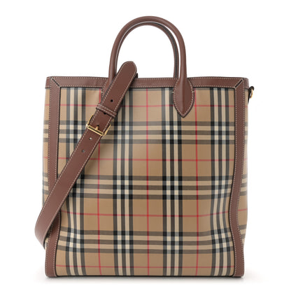Burberry Vintage Check Calfskin Kane Tote Bag Beige Brown 1 of 15