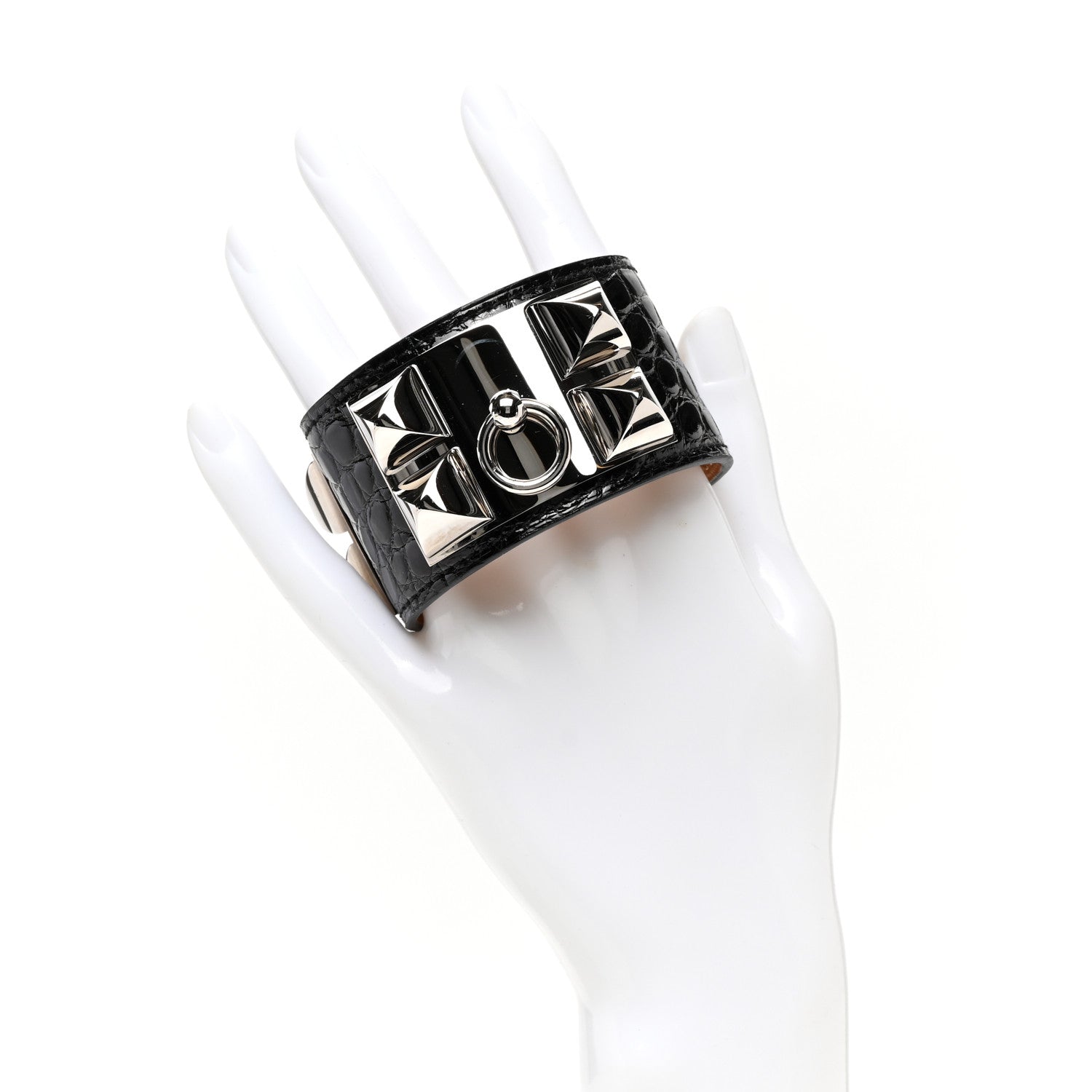 Hermes Shiny Alligator Collier de Chien CDC Bracelet S Black 2 of 5