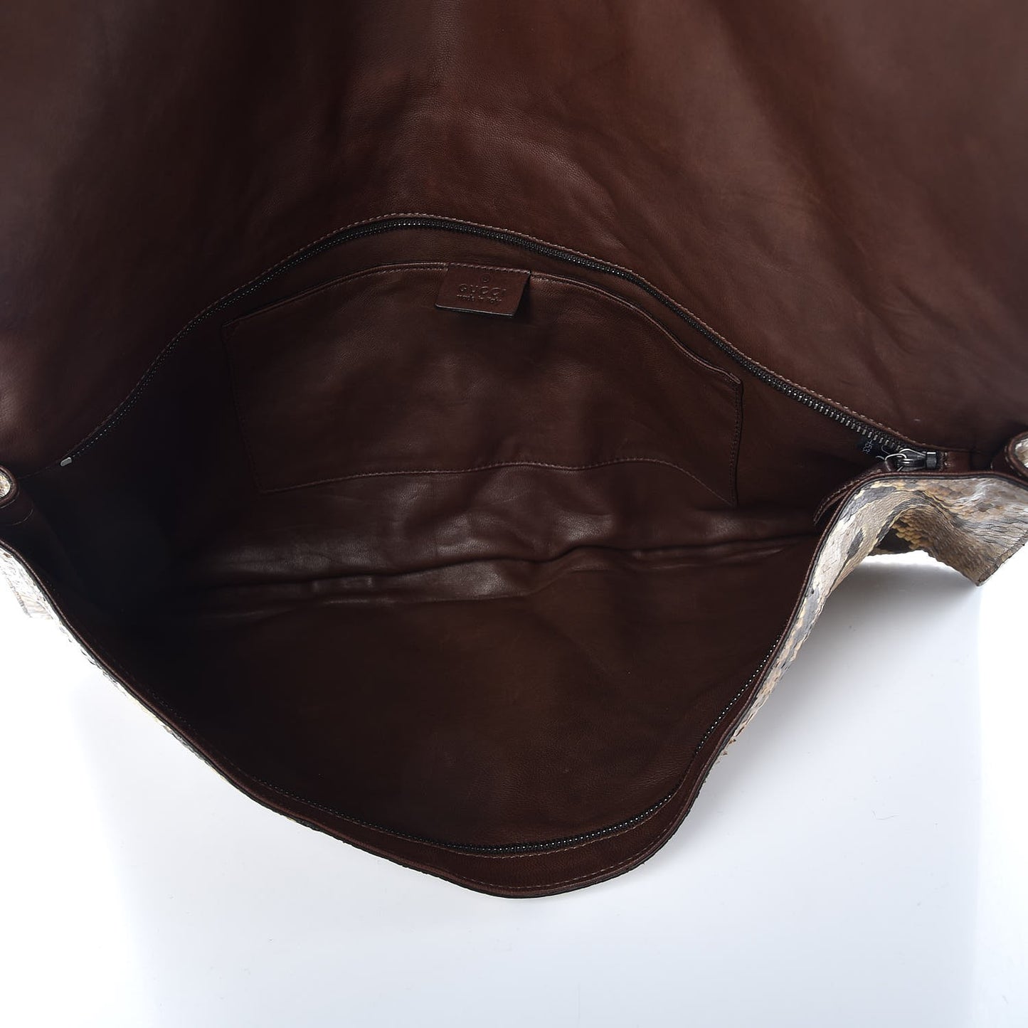 Python Large Flap Clutch Brown