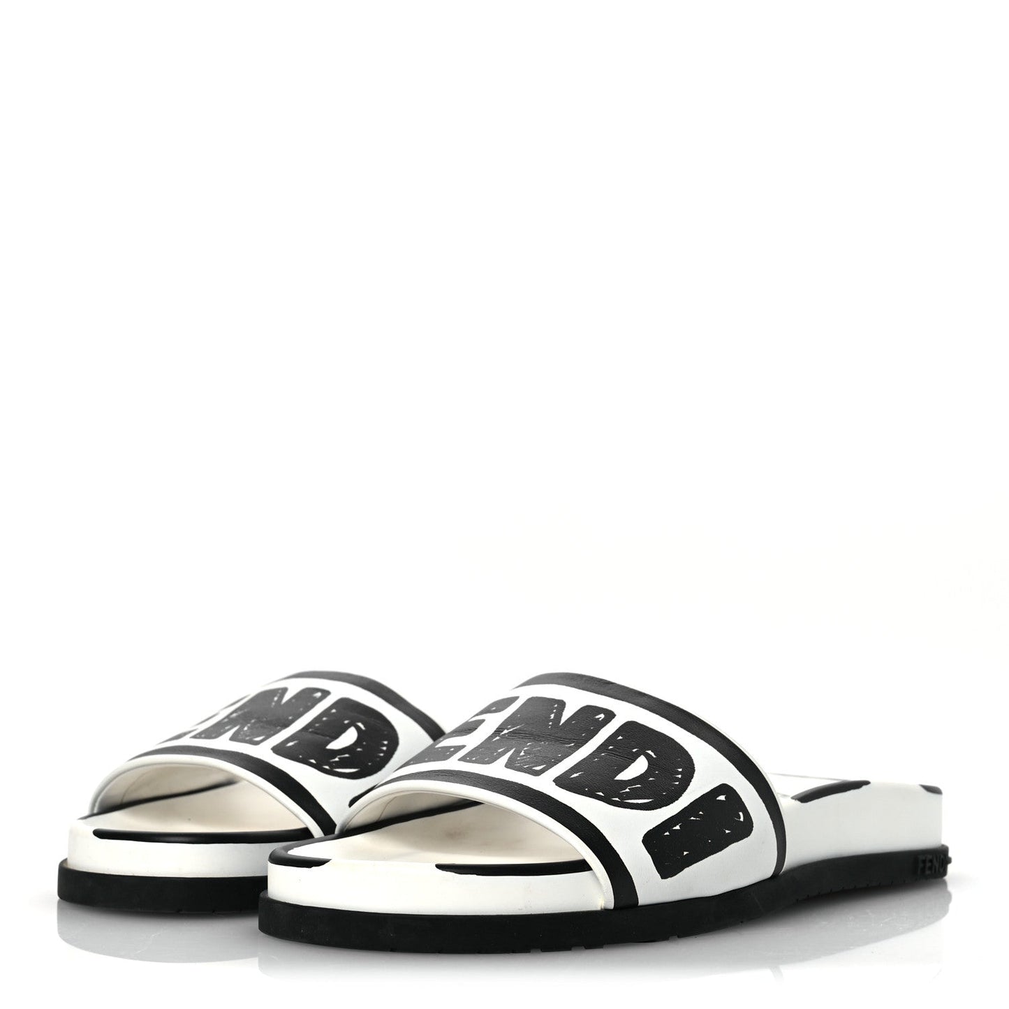 X JOSHUA VIDES Roma Calfskin Fussbetts Slide Sandals 37 Snow White Black