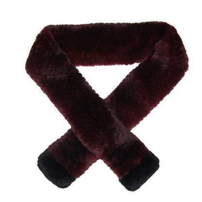 Chanel Orylag Rabbit Fur CC Scarf Red Black 1 of 4