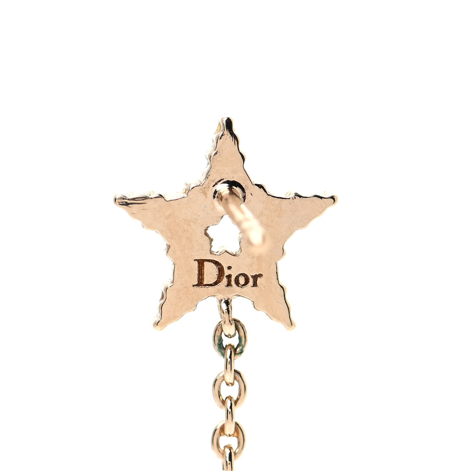 Christian Dior Pearl Crystal Shiny-D Dangle Chain Earrings Gold 4 of 4