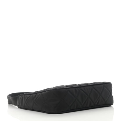 Prada Tessuto Nylon Stitched Shoulder Bag Black 4 of 12