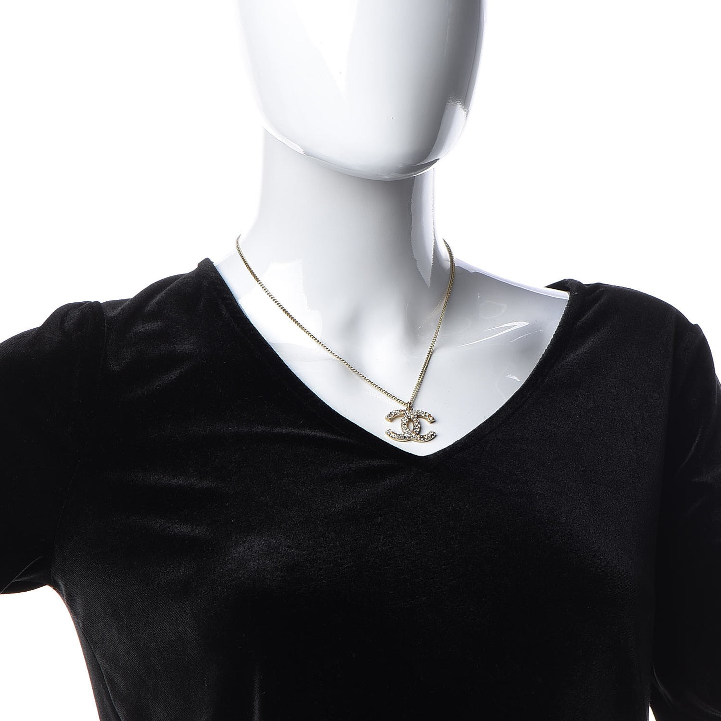 Crystal Baguette CC Necklace Gold