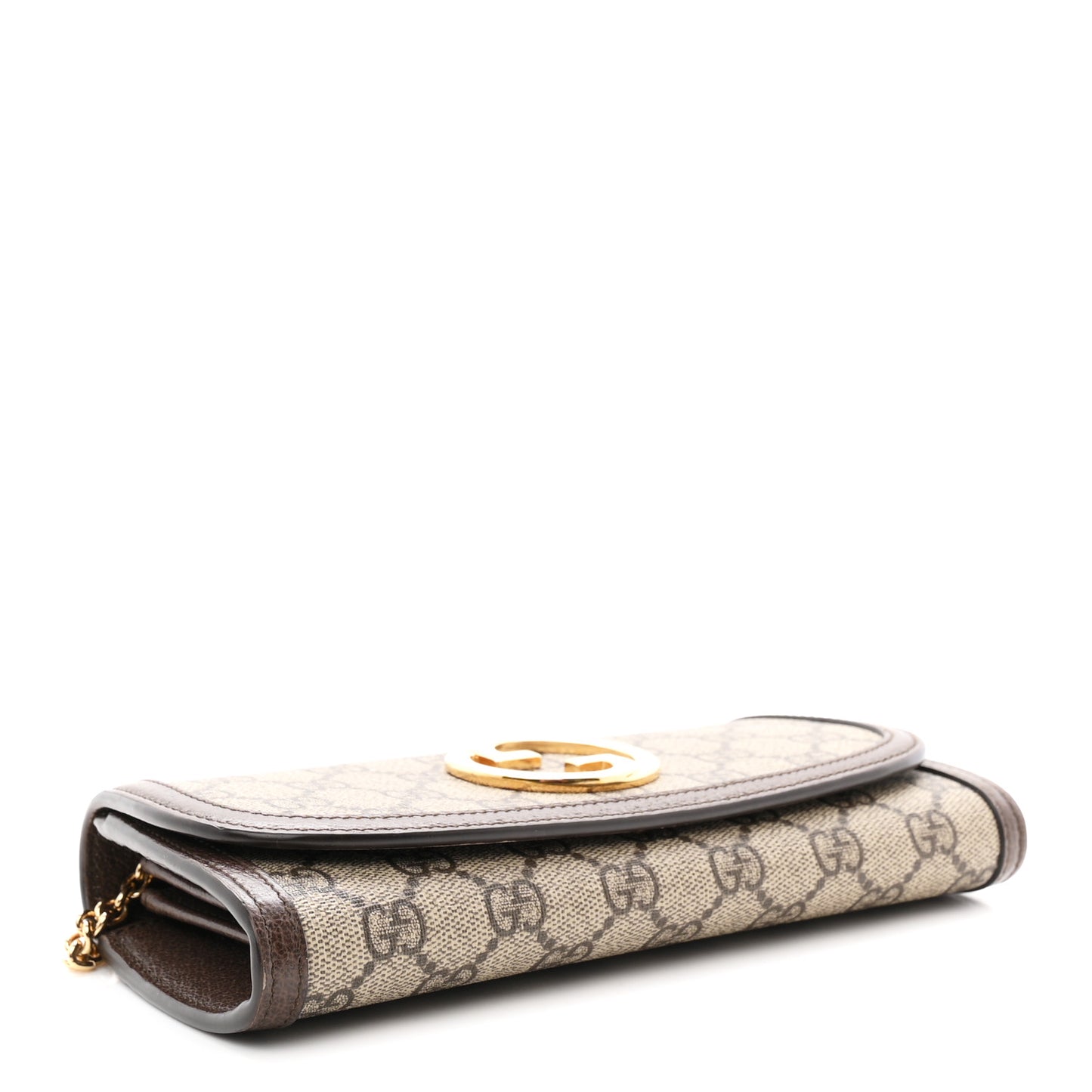 GG Supreme Monogram Textured Dollar Calfskin Blondie Continental Chain Wallet Beige Ebony New Acero