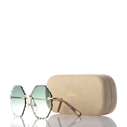 Chloe Rosie Bevelled Round Sunglasses CE143S Green 6 of 6