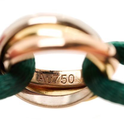 Cartier 18K Pink Yellow White Gold Trinity Adjustable Cord Bracelet Green 3 of 6
