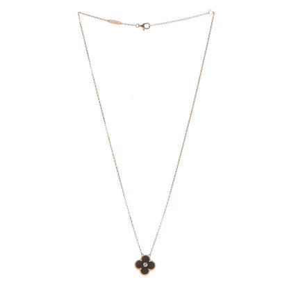 Van Cleef & Arpels 18K Rose Gold Diamond Letterwood Vintage Alhambra Pendant Necklace 3 of 7