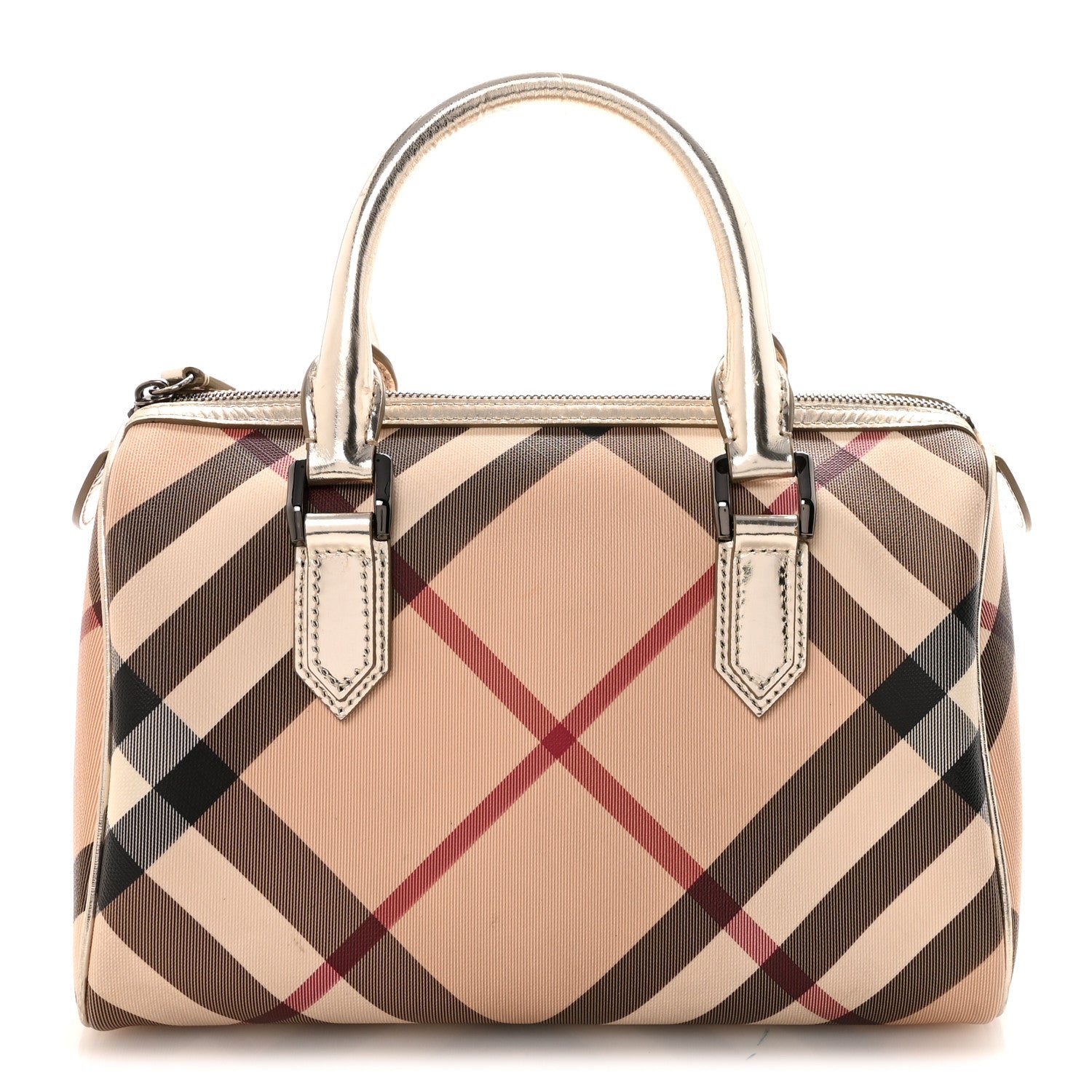 Burberry Patent Nova Check Small Chester Bowling Bag Nickel 1 of 9
