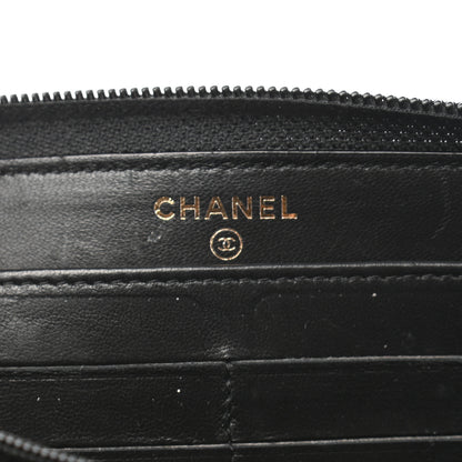 Chanel Lambskin Quilted Boy Zip Around Wallet Black 6 of 10