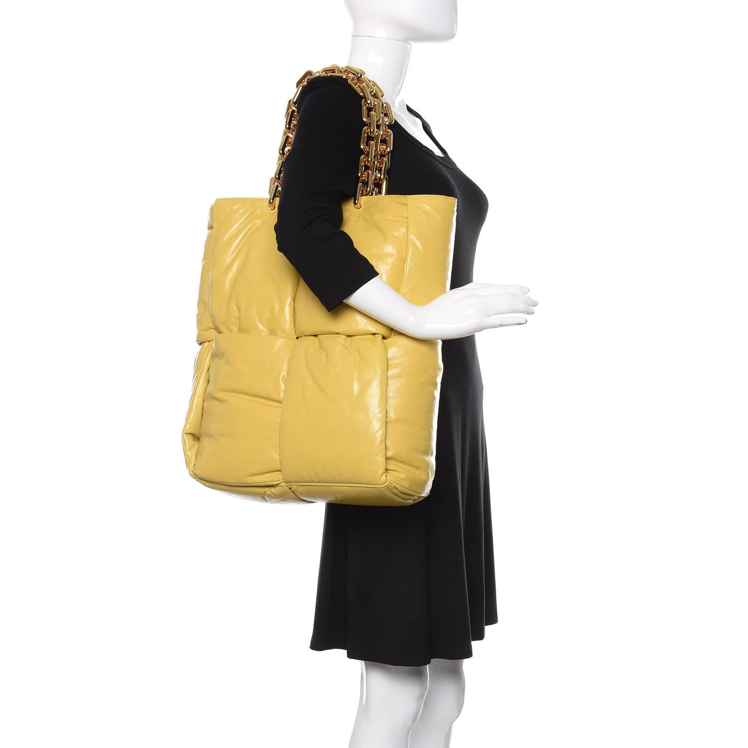 Bottega Veneta Calfskin Maxi Intrecciato Puffy Chain Tote Bag Straw 2 of 8