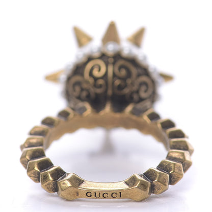 Gucci Metal Pearl Studded Ring M Aged Gold 4 of 8