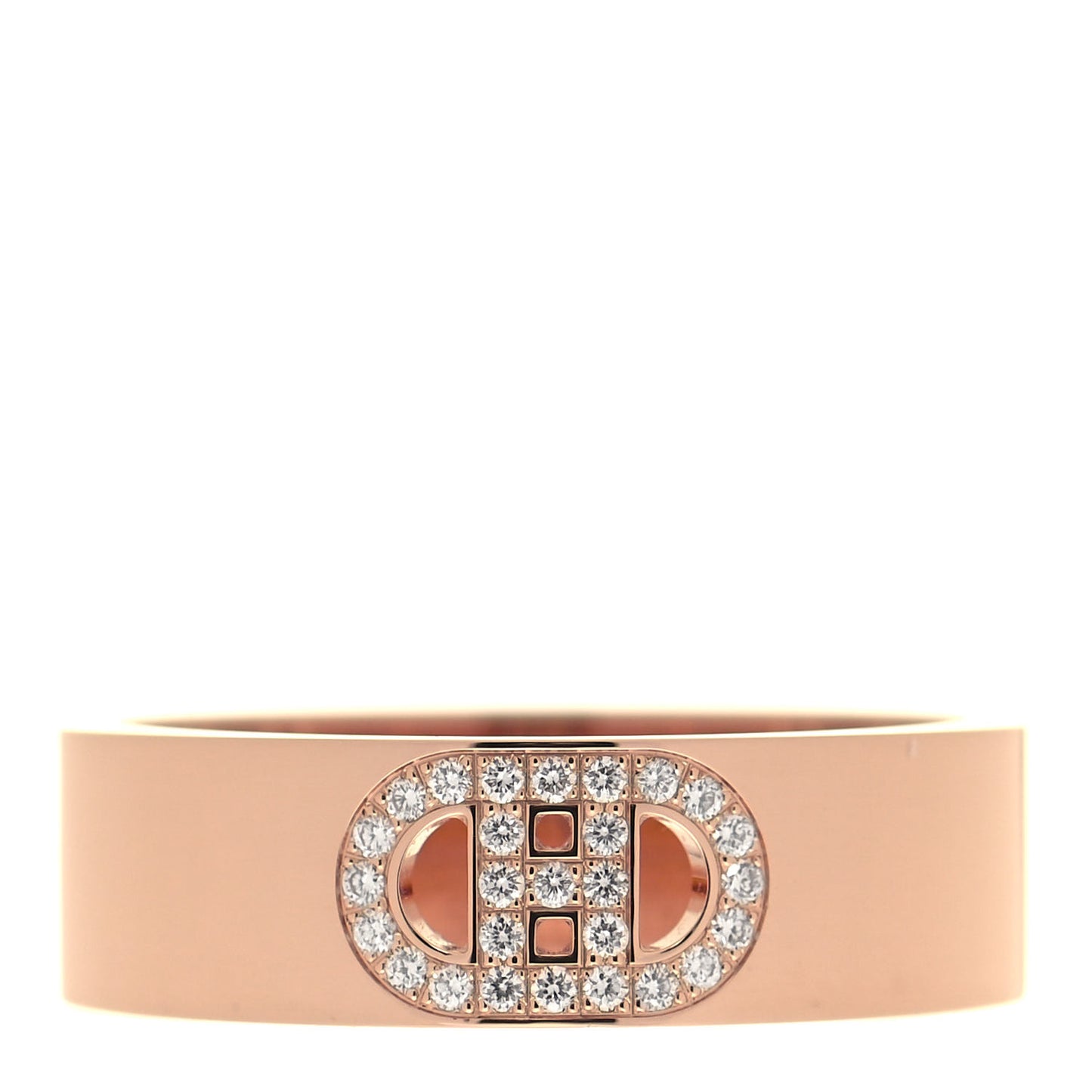 18K Rose Gold Diamond PM H D'Ancre Ring 53 6.25