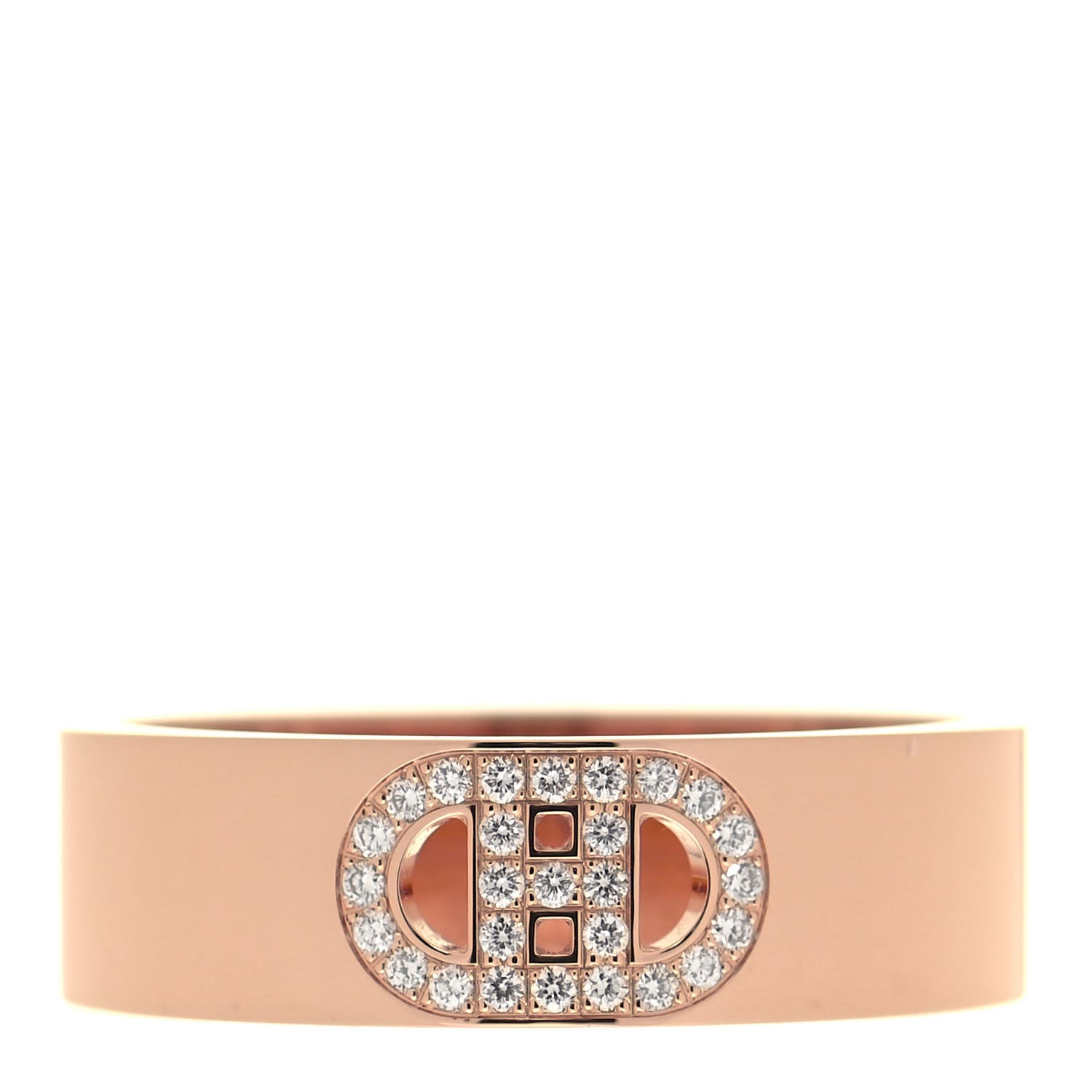 Hermes 18K Rose Gold Diamond PM H D'Ancre Ring 53 6.25 2 of 10