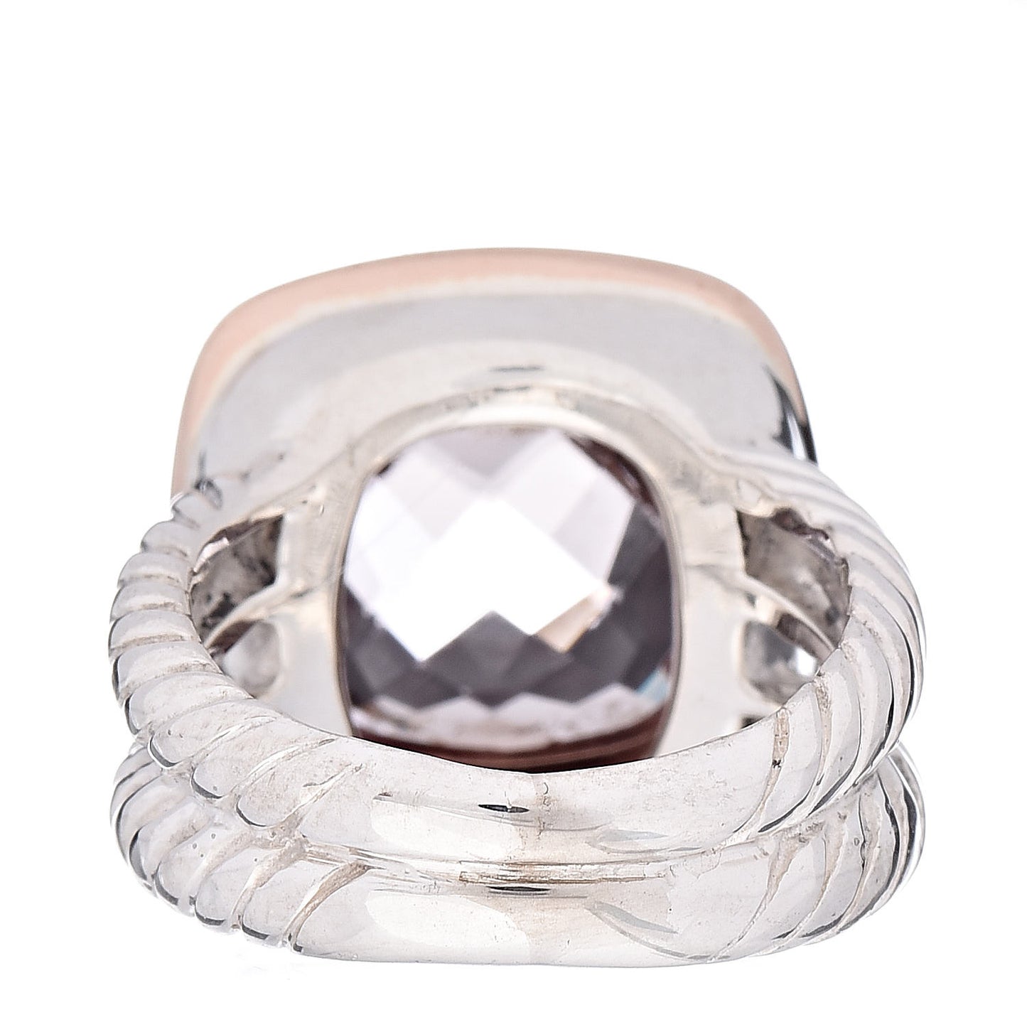 Sterling Silver 18K Rose Gold Diamond Morganite 11mm Albion Ring 48 4.5