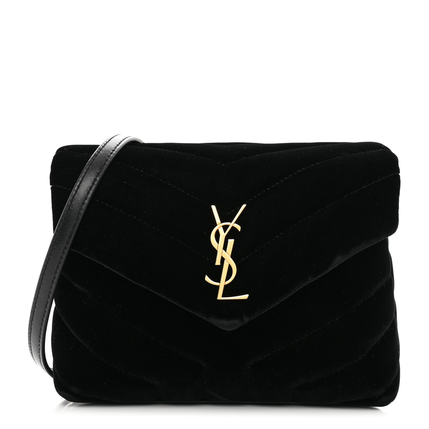 Velvet Y Quilted Monogram Toy Loulou Chain Satchel French Black