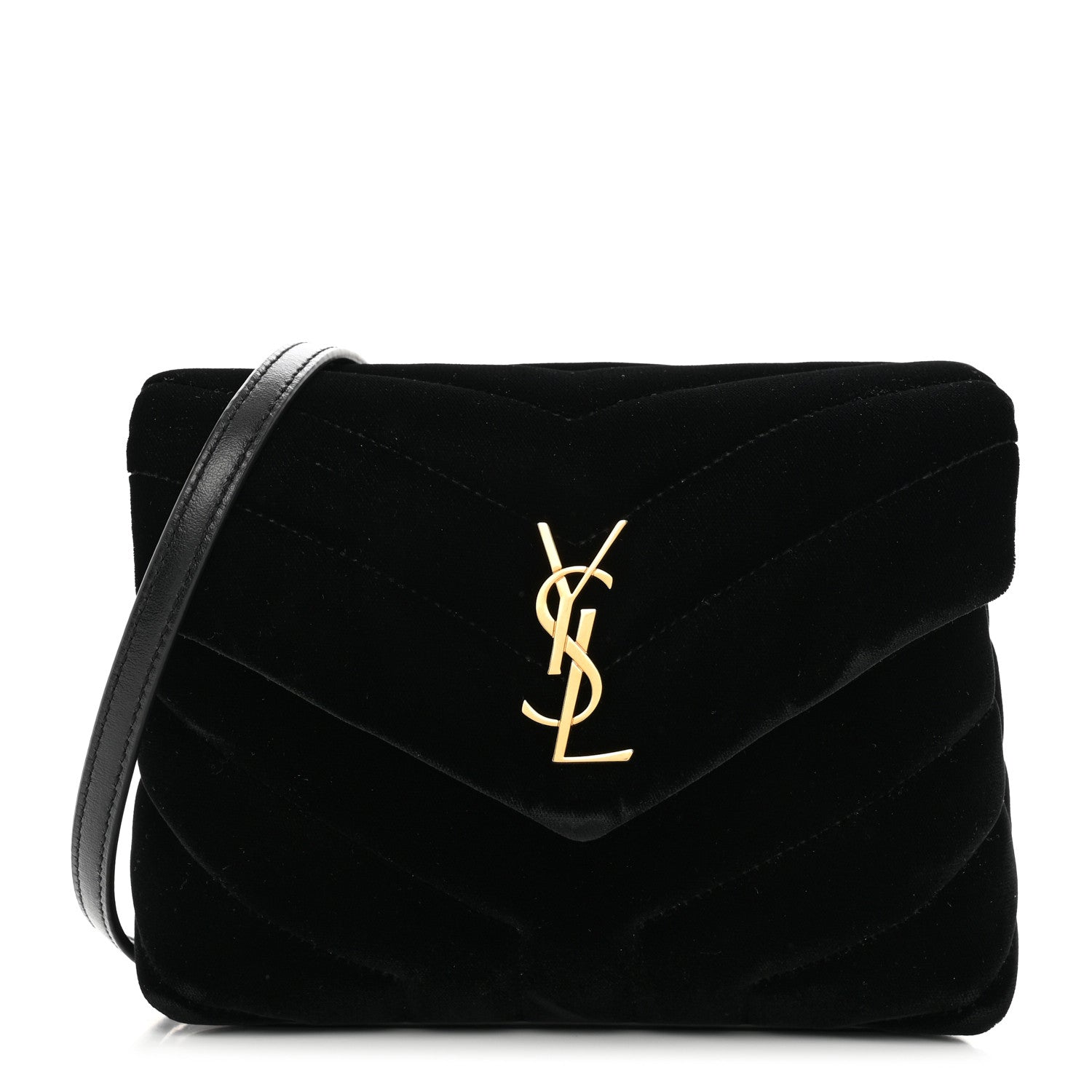 Saint Laurent Velvet Y Quilted Monogram Toy Loulou Chain Satchel French Black 1 of 9