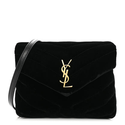 Saint Laurent Velvet Y Quilted Monogram Toy Loulou Chain Satchel French Black 1 of 9