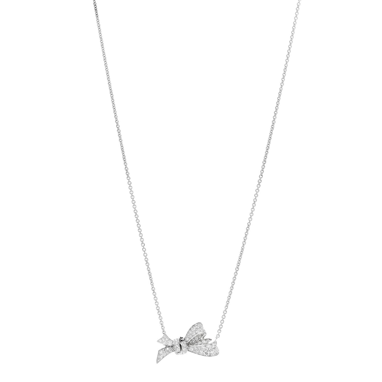 Graff 18K White Gold Diamond Tilda's Bow Pendant Necklace 1826637