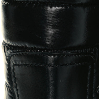 Valentino Garavani Calfskin Nylon Quilted Waterproof Rockstud 40mm Biker Boots 39 Black 7 of 9