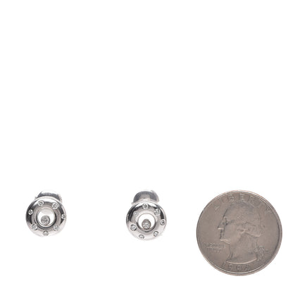 Chopard 18K White Gold Happy Diamonds Round Stud Earrings 2 of 6