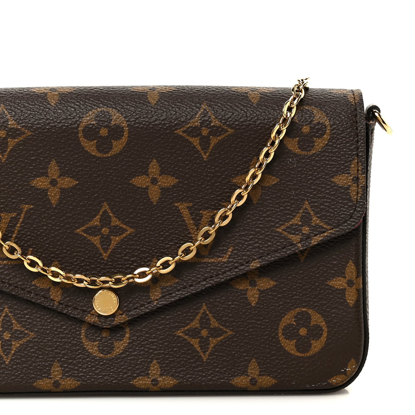Monogram Pochette Felicie Chain Wallet Fuchsia