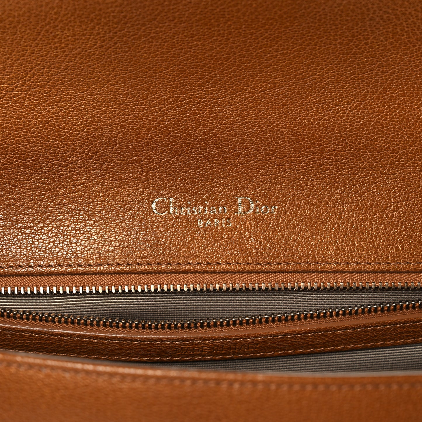 Grained Calfskin Medium Diorama Flap Bag Brown