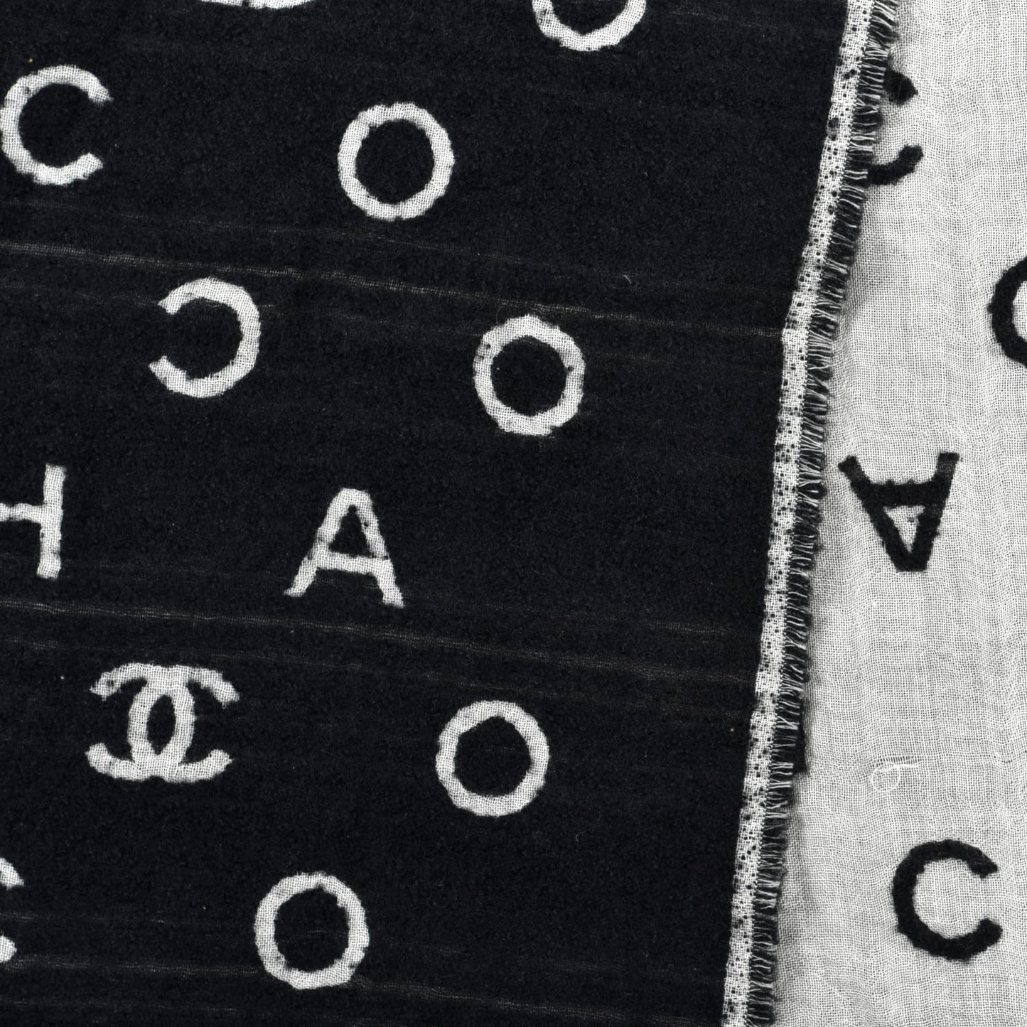 Wool Cashmere CC Scarf Black White
