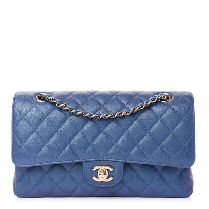 Chanel Iridescent Caviar Quilted Medium Double Flap Dark Blue 1 of 11