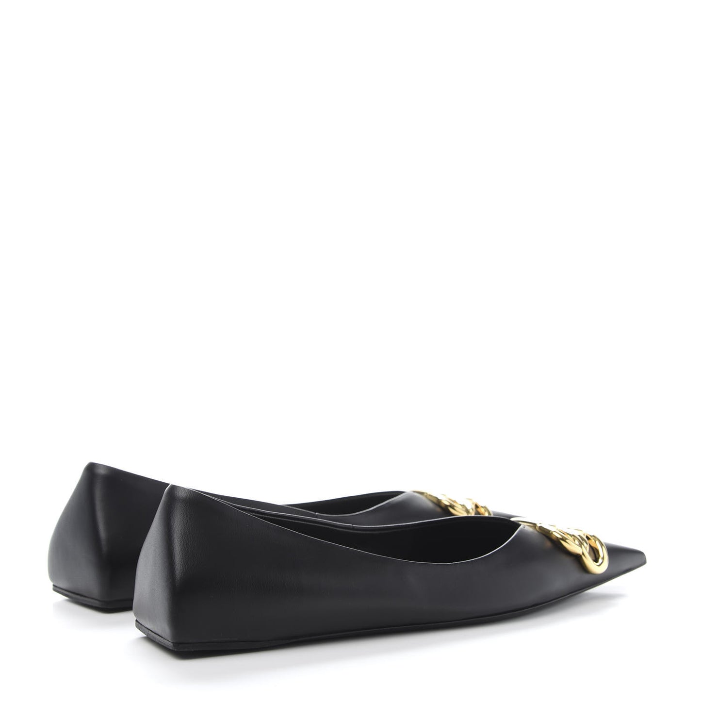 Calfskin BB Knife Pointy Toe Ballerina Flats 37 Black
