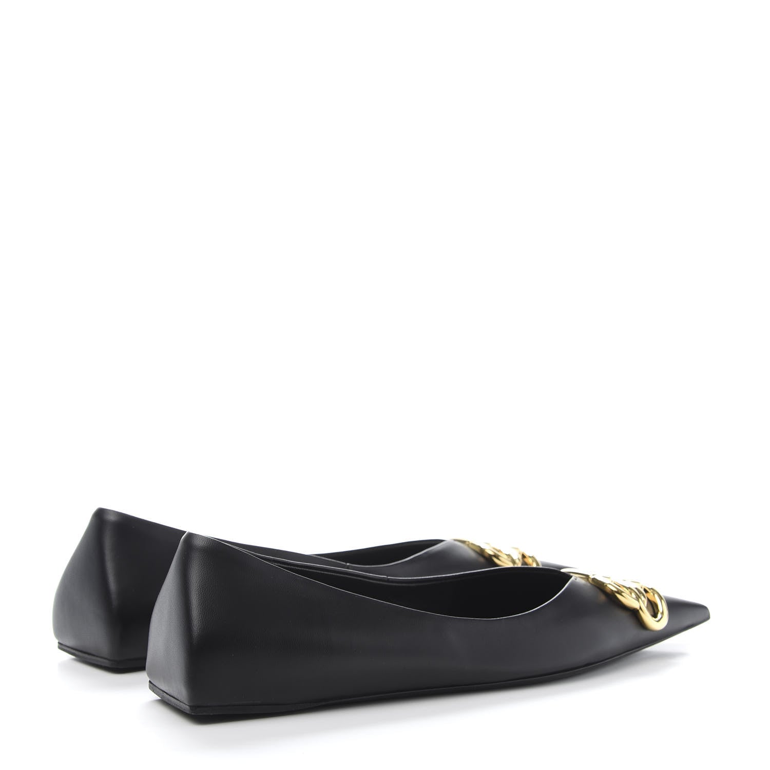 Balenciaga Calfskin BB Knife Pointy Toe Ballerina Flats 37 Black 5 of 10