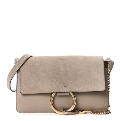 Chloe Suede Calfskin Small Faye Shoulder Bag Motty Grey 1 of 10