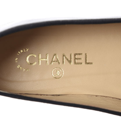 Chanel Lambskin Patent Cap Toe Ballerina Flats 39 Black 10 of 12