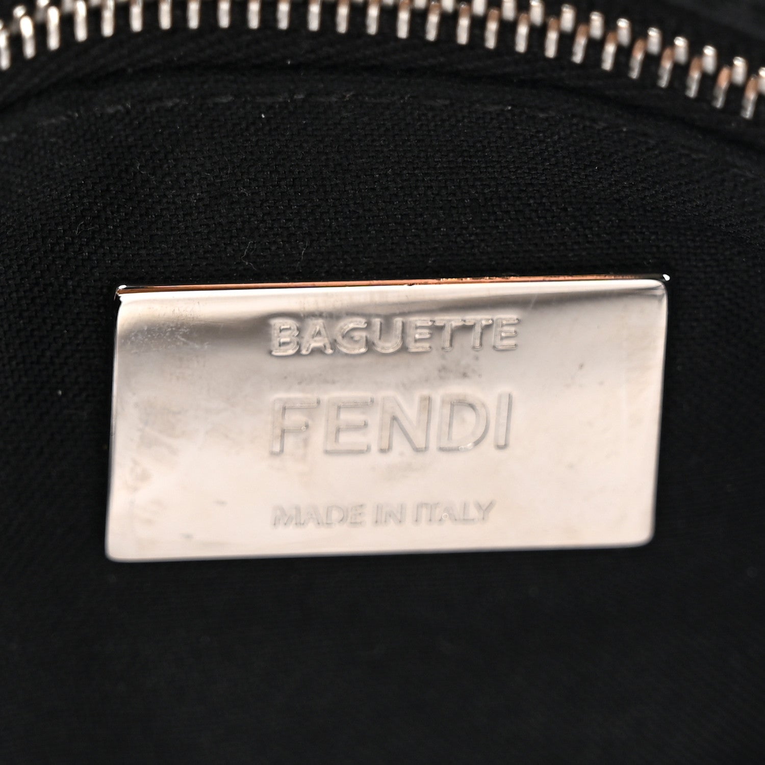 Fendi Glazed Fabric Vitello Liberty FF 1974 Diagonal Baguette Black Sunflower 6 of 10