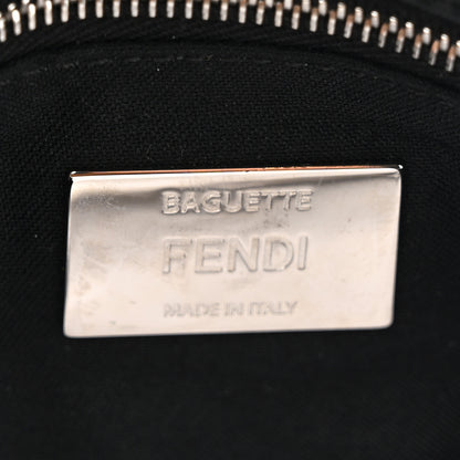 Fendi Glazed Fabric Vitello Liberty FF 1974 Diagonal Baguette Black Sunflower 6 of 10
