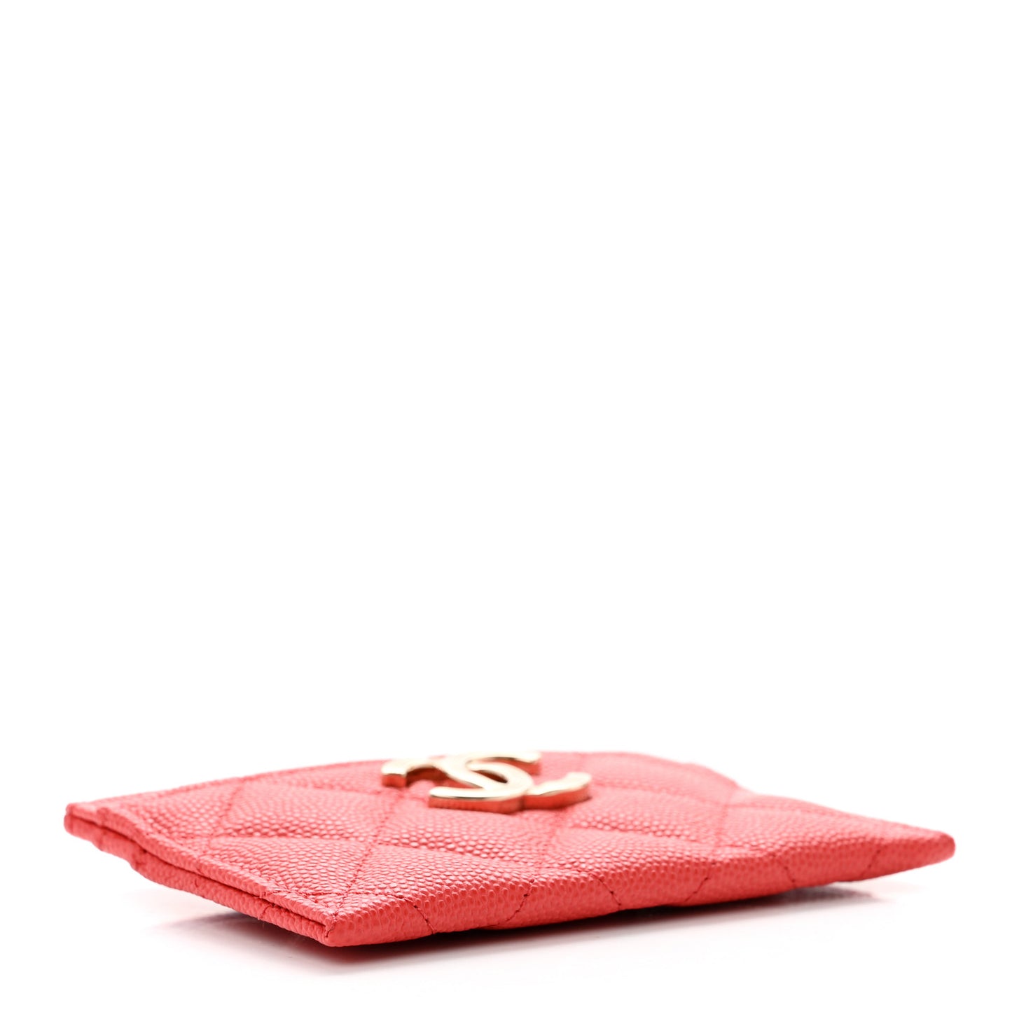 Caviar Metal Perforated Quilted CC Card Holder Red