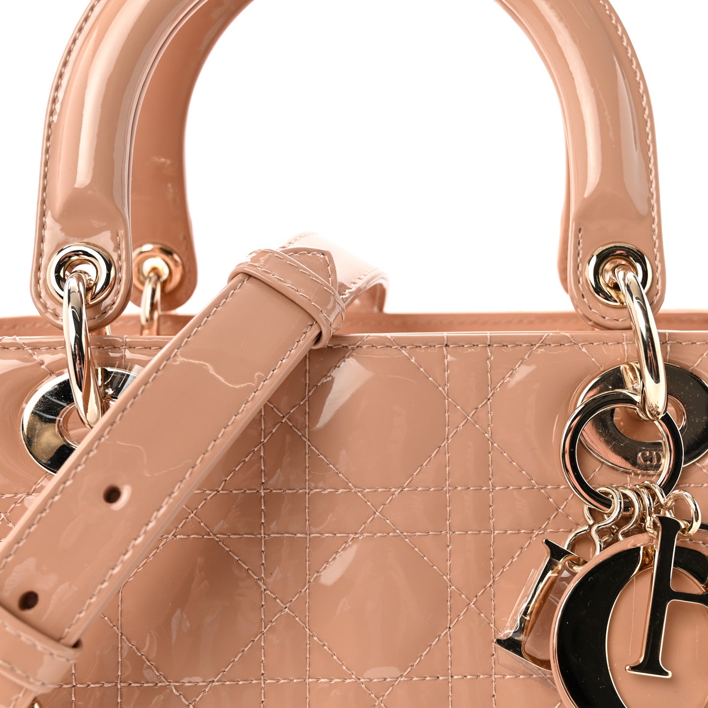 Patent Cannage Medium Lady Dior Rose Des Vents