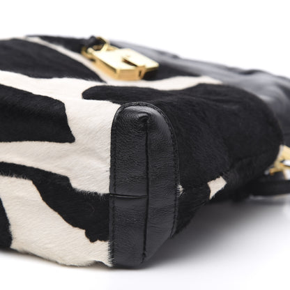 Burberry Prorsum Ponyskin Cow Printed Small Drawstring Crossbody Black White 9 of 10
