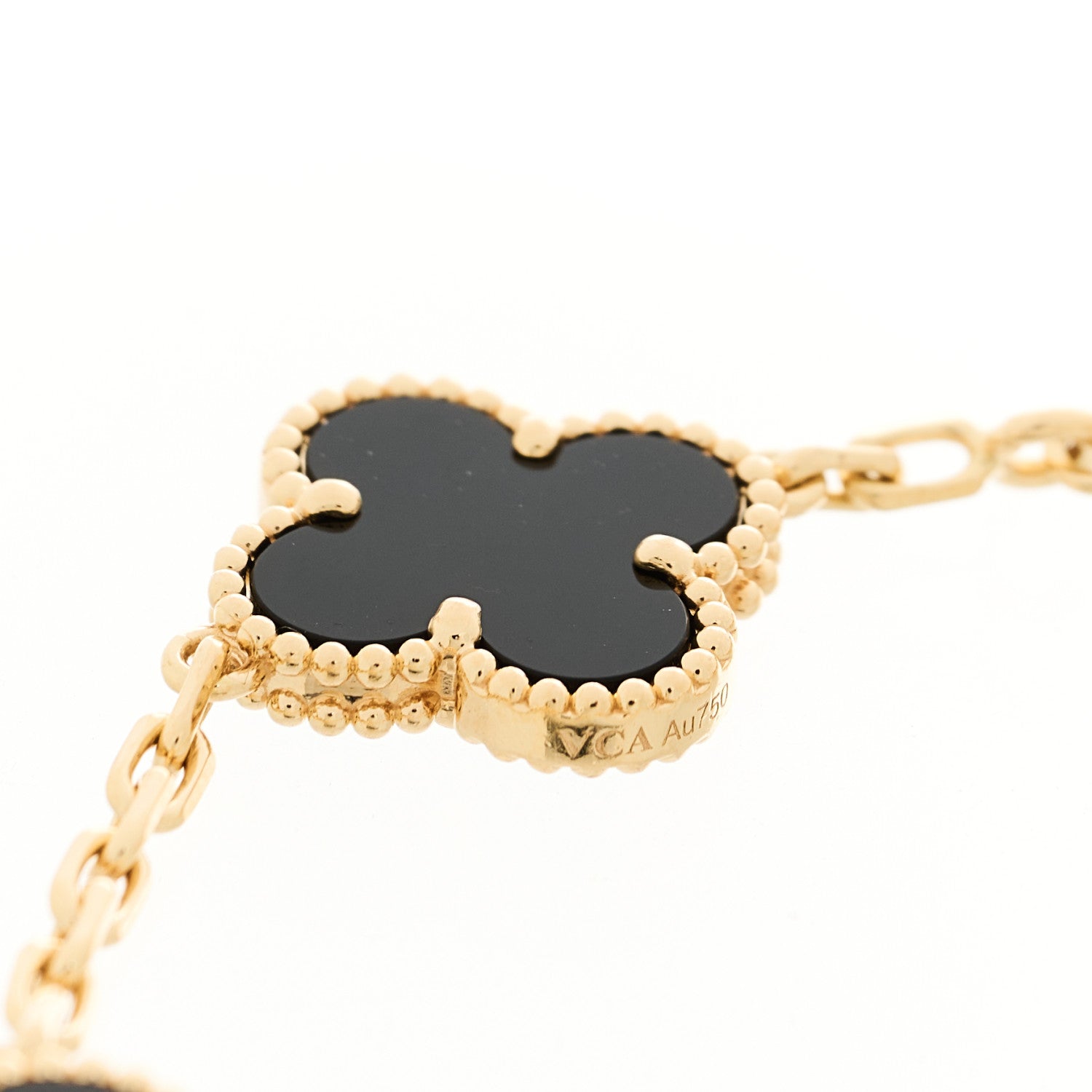 Van Cleef & Arpels 18K Yellow Gold Black Onyx 5 Motifs Vintage Alhambra Bracelet 5 of 5