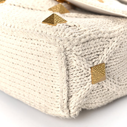 Valentino Garavani Knit Large Roman Stud Shoulder Bag Ecru 8 of 12