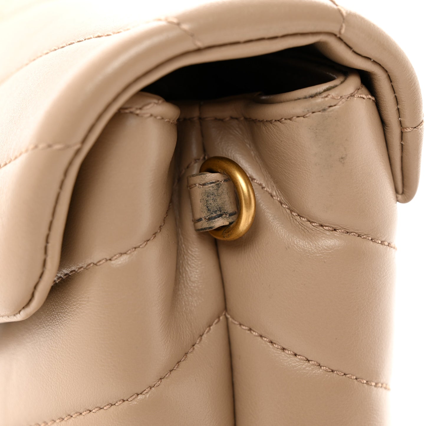 Calfskin Y Quilted Monogram Toy Loulou Crossbody Bag Dark Beige