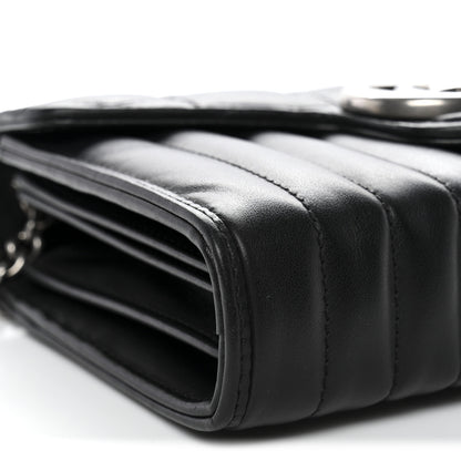 Gucci Calfskin Matelasse Aria GG Marmont Chain Wallet Black 9 of 11